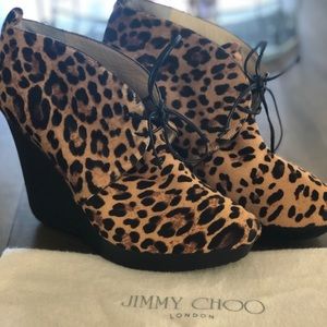 Jimmy Choo Leopard wedge booties
